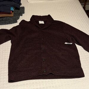 Burgundy & black,  Button-Up cardigan sweater